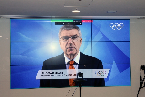 [사진] 토마스 바흐 IOC 위원장의 축하영상.